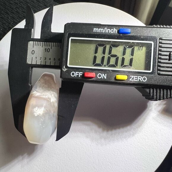 Flower Agate‎ Heart Carving (#15) - Picture 9 of 12